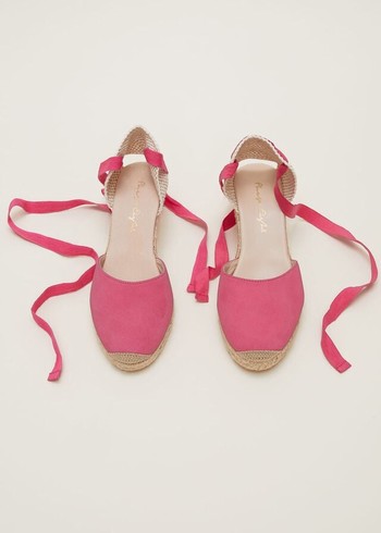 Phase Eight Suede Tie Espadrilles Flats Light Pink Canada | EZWYSU-816